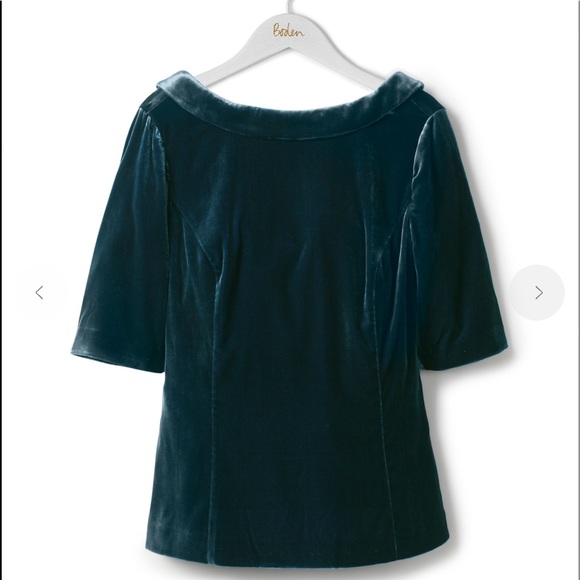 Boden NWT Martha Blue Velvet Top size 10. - Picture 8 of 10